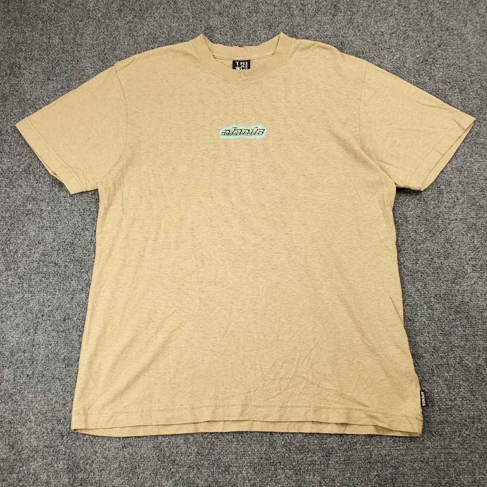 Afends Heatwave Hemp Organic Cotton T Shirt Mens Small Lightweight Beige Tan